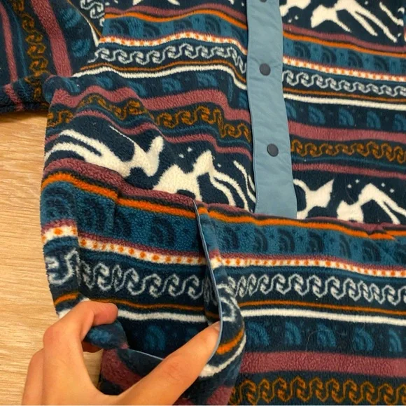 North Face Carbondale Fleece 1/4 Snap Button Jacket Men’s Medium Aztec Monterey - Picture 3 of 7